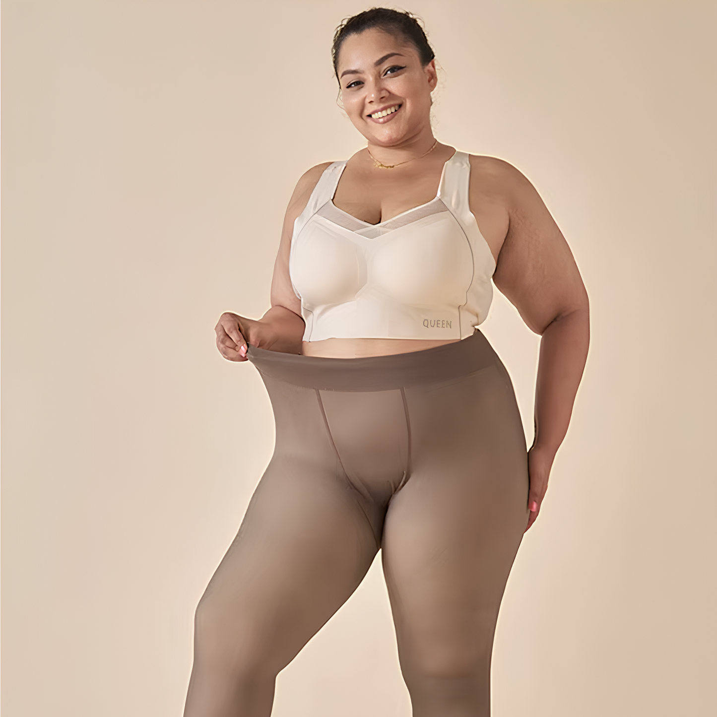 De genomskinliga fleece-strumpbyxorna